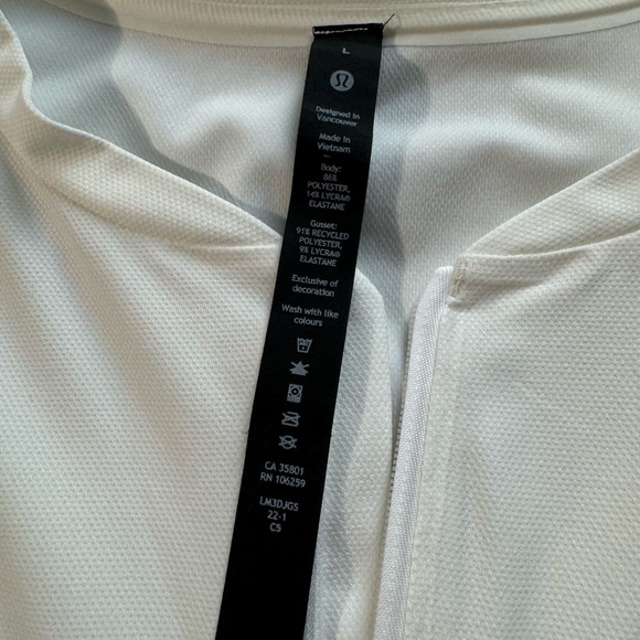 🍋 Lululemon Men’s White 3/4 Zip Up Short Sleeve White Shirt - L - Picture 10 of 11